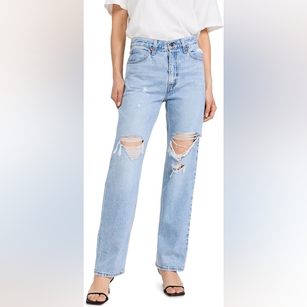 Denim Forum Aritzia The Arlo High Rise Straight Leg Blue Denim Jeans Size 23